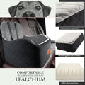 Lealchum Dog Booster Car Seat for Small/Medium Dogs,6in Memory Foam Elevated Cushion,Fully Detachable and Washable,2 Clip-On Safety Leashes,Anti-Slip Base(Black/Grey,Medium)