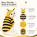 Cute Cat Bee Costume - Pet Halloween Apparel Bumble Bee Cosplay Clothes Antennae, Soft Warm Fleece Hoodie for Cats, Kitt