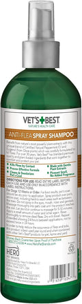 Vet's Best Flea & Tick Spray Shampoo for Dogs, Essential Oils, 16 oz