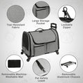Large Pet Carrier with Wheels, Foldable Rolling Dog Carrier with Big Pocket, Cat Rolling Bag 21"x13"x13" for 2 Cats &Dog