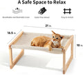 FUKUMARU Dog Bed, Large Breathable Elevated Cat Hammock, Wooden Cat Beds for Outdoor and Indoor, 21 Inch Raised Pet Beds Suitable for Cats, Puppy, Bunny and Small Animal