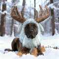 Onmygogo Funny Pet Reindeer Moose Costumes for Dog, Cute Furry Pet Wig for Halloween Christmas, Pet Clothing Accessories