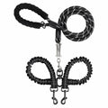 iRipets Double Dog Leash No Tangle – 360° Swivel Dual Lead for Two Dogs with Shock Absorbing Bungee & Reflective Stitching | Small Medium Breeds (10–60 lbs, Black)