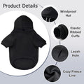 BAOBICUTE Dog Basic Hoodie Soft Dog Clothes Cold Weather Sweaters for Medium Large Dogs Cozy Fabric Warm Sweatshirt with Leash Hole for Boys (Black, X-Large (35-55 lbs))