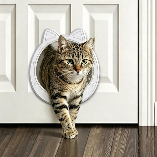 CAREMYWORLD Cat Door Interior Door - Snow White Clean Invisible, Large No-Flap Pet Door for Cats Up to 22 LBS, Easy DIY Setup, No Training