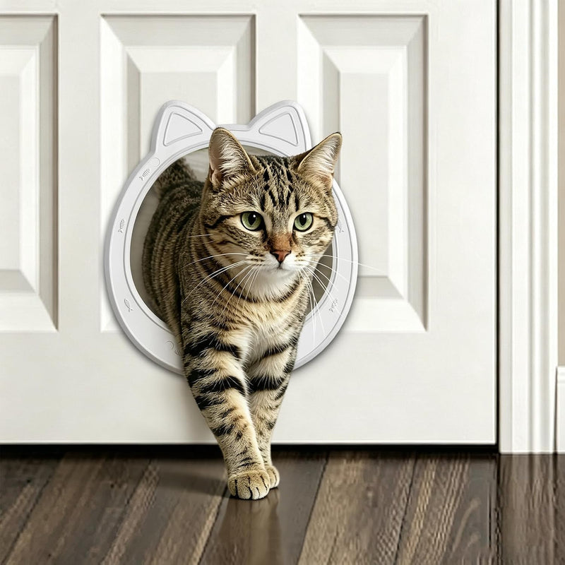 CAREMYWORLD Cat Door Interior Door - Snow White Clean Invisible, Large No-Flap Pet Door for Cats Up to 22 LBS, Easy DIY Setup, No Training
