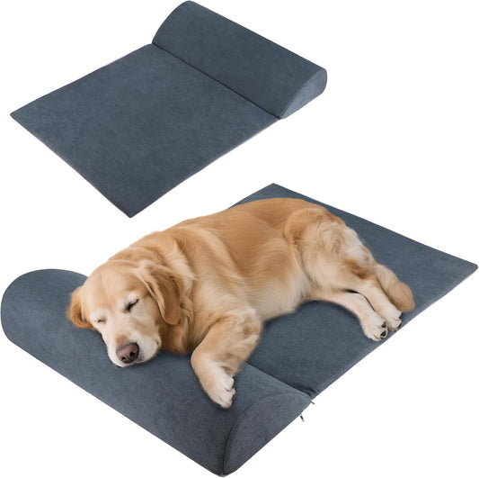 Dog Bolster Pillow for Large Dog, Benefit for Cervical Vertebra and Neck, Headrest with High Resilience Foam, Easy to Ca