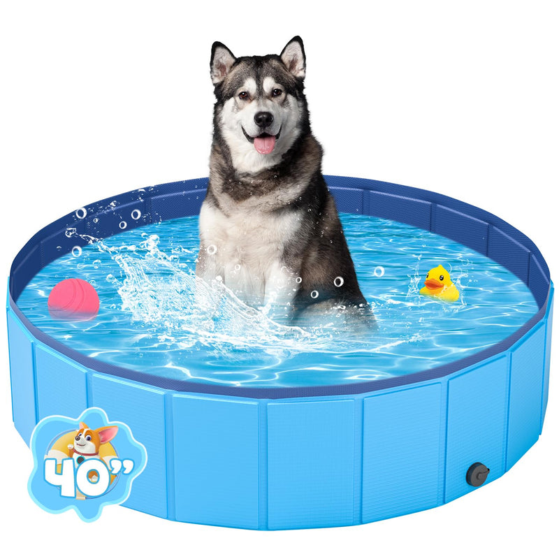 YSJILIDE Portable Dog Pool PVC Pet Swimming Bathtub Collapsible Hard Plastic Pool for Pets to Swim and Bath (M-40