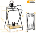 Dunatou Foldable Saddle Rack with Bottom Storage Shelf – Heavy Duty Horse Saddle Stand for English & Western Saddles, Po