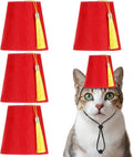 4 Pcs Fez Hat for Pet Red Turkish Style Hat with Golden Tassel