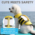 KOOLTAIL Dog Life Jacket, Cute Bee Front Float Dog Life Vest for Swimming Boating, Reflective Pet Lifesaver Swimsuit with Rescue Handle and Chin Float, Super Buoyancy for Puppy Small Medium Dogs, L