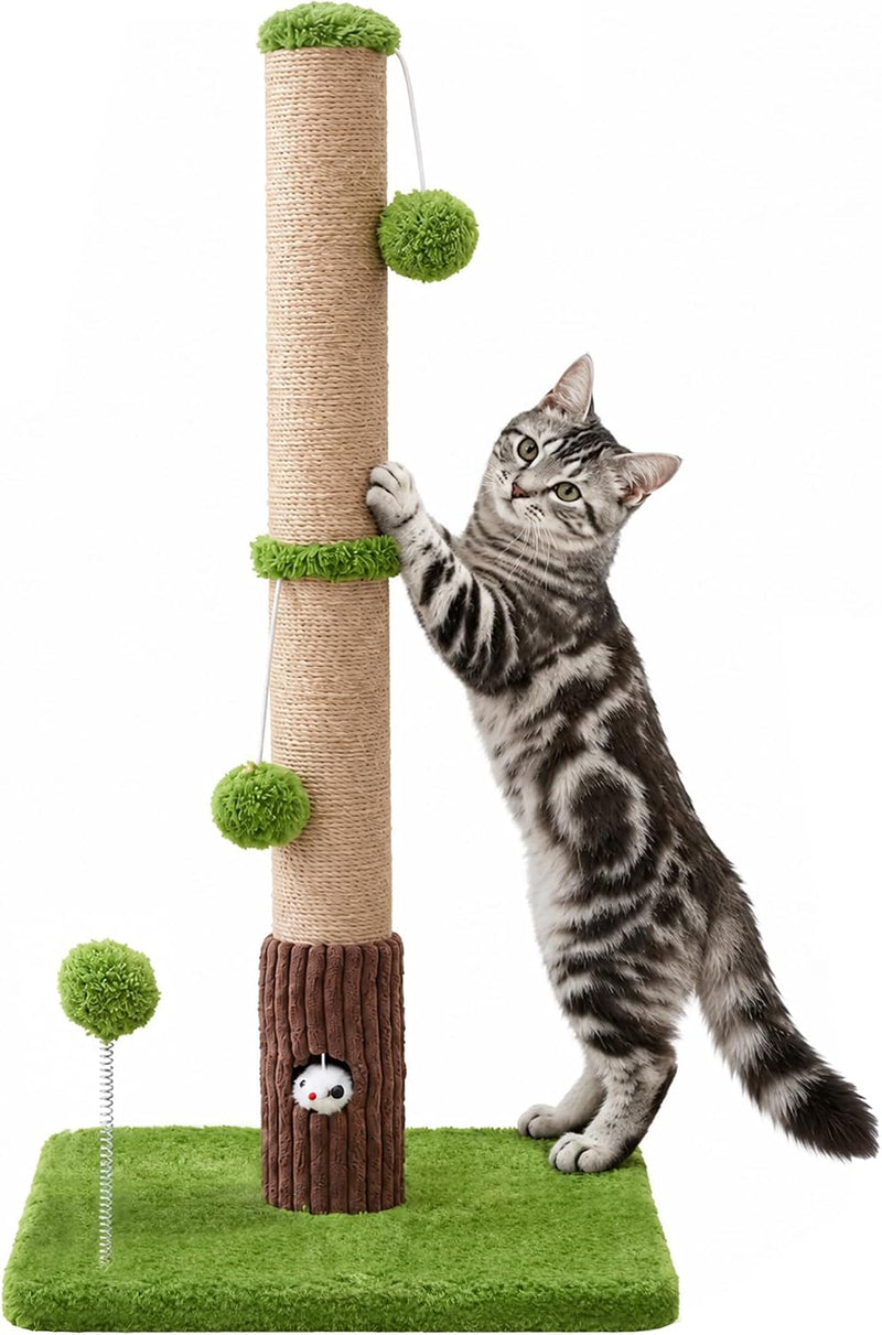 Woochpet Funny Cat Scratching Posts Sturdy Scratcher Posts 33'' Green