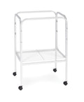 Prevue Pet Products Bird Cage Stand with Shelf - Small Metal Cage Stand with Rolling Wheels, Bird Stands for Inside, Mid‑Height Shelf for Cage Accessories, Toys, and Storage - White