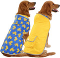 HDE 2-in-1 Reversible Dog Raincoat Hooded Poncho Rain Jacket YLW Duck XL