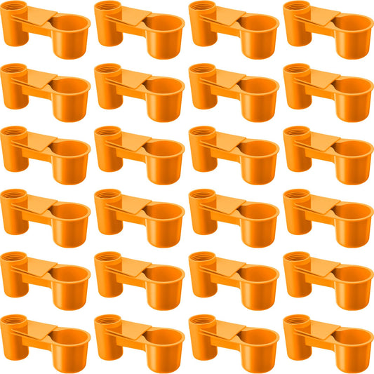 LemonRoad 24 Pcs Bird Drinker Feeder Cups Plastic Water Bottle Cup for Cage Ideal for Pigeon Bottle Chicken Quail Poultry Waterer Accessories (Yellow)