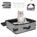 SZEE Travel Litter Box for Cats with Zipped Lid with 3 Pcs Disposable Liner Bags, Easy Cleaning, Suitable for Pets up to 15lbs, Portable Litter Box for Travel, Car, Hotel, Airplane, Camping - Grey