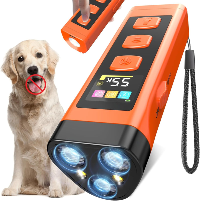 Dog Bark Deterrent Device, Color Display 2000 mAh Rechargeable Ultrasonic Anti-Barking Trainer with 4 Frequency Settings