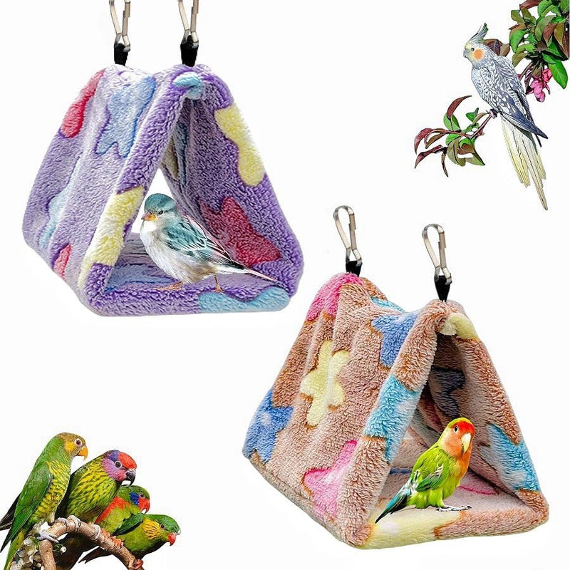 2 Pack Bird Nest Plush Snuggle Bird Hammock Hanging Bird Cave Parrot Sleeping Bed Shed Hut Hanging Tent for Budgies Finc