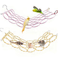 Bird Swing Climbing Rope Net Toys 14" x 24" Parakeet Hemp Rope Perch Swing Ladder Bridge Hanging Hammock Small Animal Activity Toy for Parrot Lovebirds Hamster Mice Rat Ferret (Random Color)(2 Pcs)