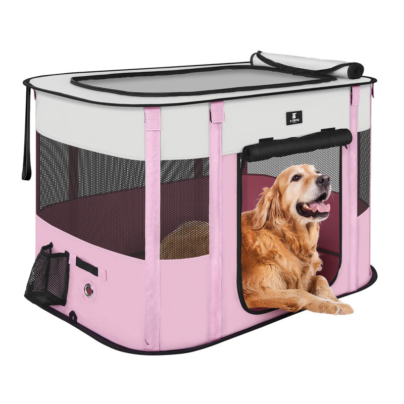 X-ZONE PET Dog Playpen, Puppy Cat Play Pen Portable Foldable Indoor/Outdoor Tent Crate Cage, Portable Pet Crate Small Size Pink 30''