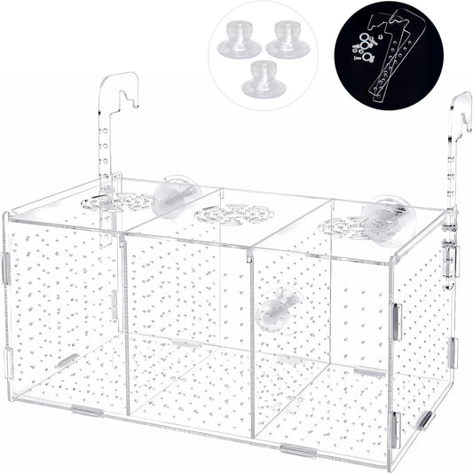 Fish Breeding Box, Acrylic Isolation Box Aquarium Hatchery Incubator with Suction Cups for Newborn Fry, Shrimp, Guppy, C