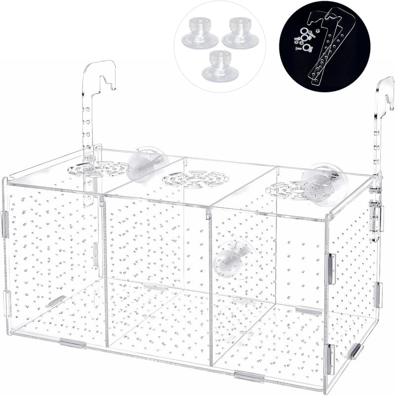 Fish Breeding Box, Acrylic Isolation Box Aquarium Hatchery Incubator with Suction Cups for Newborn Fry, Shrimp, Guppy, C