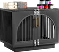 Kepptory Wooden Dog Crate Furniture End Table, Decorative Pet Kennel with Double Doors & Secure Latches for Small Medium