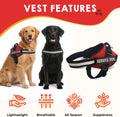 Service Dog Vest, ID Tag and ADA Info Cards - Harness in X Small to XX Large, Durable Metal Tag, 2-Sided Service Animal Cards. ESA Accessory Set