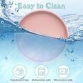 Apatal Silicone Dog Bowl Shallow Cat Food Bowls 7" Wide Puppy Plates Whisker Fatigue Pet Feeding Dishes Set of 2 for Dry Food and Wet Food Indoor (Round Pink)