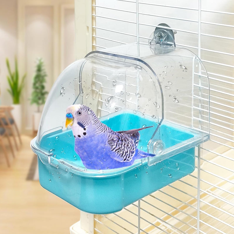 Bird Bath for Cage, Cleaning Pet Supplies Cockatiel Bird Bathtub with Hanging Hooks for Little Bird Parrots Spacious Par