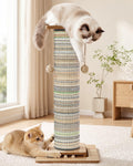 31" Extra Tall Cat Scratching Post, Natural Sisal Cat Scratcher for Indoor Cats Adults & Large Cats, Sturdy Wood Cat Tree Tower with Interactive Ball Track & Top Perch, Modern Design for Home Decor