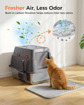 GTPLAYER XXL Stainless Steel Cat Litter Box with Lid, High Sided Enclosed Cat Litter Box, Activated Carbon Odor Control,