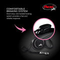 FLEXI New Classic Tape Retractable Dog Leash for Large Dogs Upto 110 lbs. – 26 ft., Black | Tangle Free Pet Walking Leash with One-Handed Brake, Pause, Lock|German Quality Product