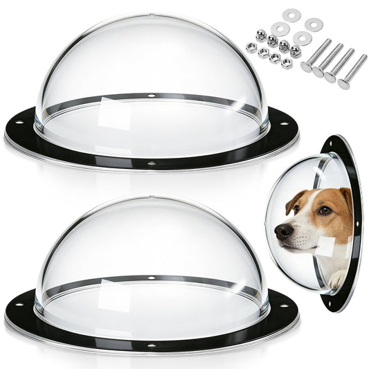 Nexboraque 2 Pack Dog Fence Window, Plastic Pet Dome Clear View Pet Peek Window for Dog, Cat, Horse, Pet Supply, 12.4 x 4.9 Inch