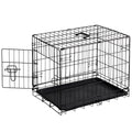 Sweetcrispy 24 Inch Single Door Dog Crate, Metal Pet Kennel with Secure Lock, Foldable Design, Removable Tray for Easy Cleaning, Portable Puppy Cage for Small Dogs, Ideal for Training & Travel