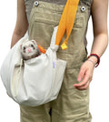 Ferret Sling Carrier, Front Backpack for Ferret Rabbit Puppy Kitten (Beige)