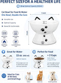 Yedio Porcelain Raised Cat Bowl, No Spill Cat Water Bowl with Anti Slip Band, Elevated Porcelain Pet Bowl Protect Pet's Spine, Large Capacity Pet Water Bowl, 15 oz, Dishwasher Safe