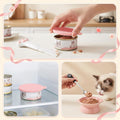 4 PCS Pet Food Can Accessory Set, Reusable Pink Silicone Can Lids with Feeding Shovel and Stainless Steel Spoon for Cat 