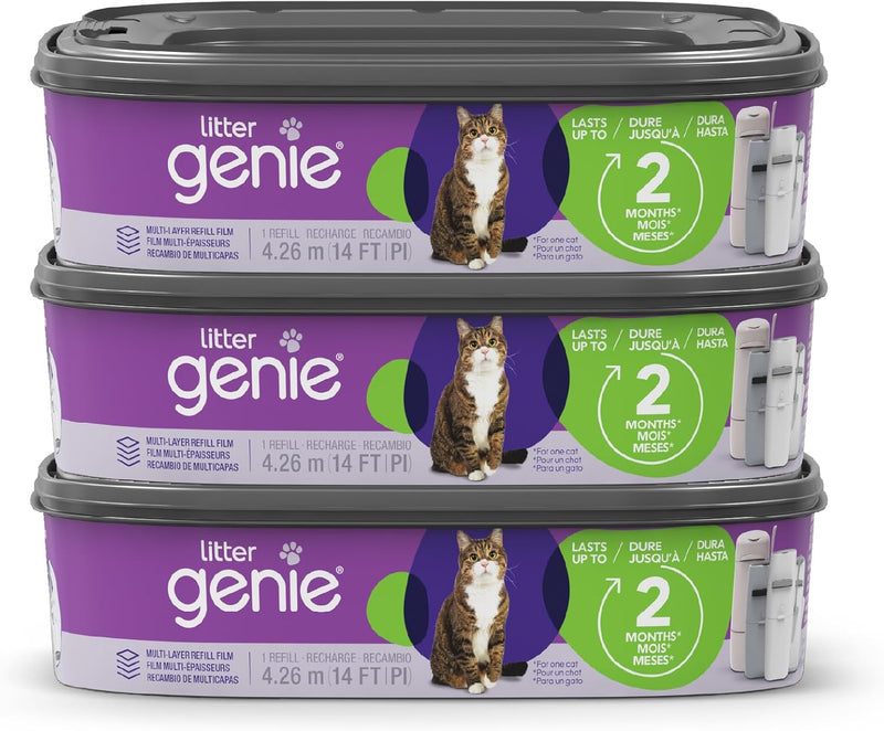 Litter Genie Refill Bags | Standard 3-Pack, 28 total ft | Up to 6 Months of Supply | Ultimate Odor Control Cat Litter Ba