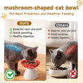 Mushroom Cat Bowl,Whisker Fatigue Cat Bowl,Cute Cat Bowls,Elevated Cat Food Bowl, Lead & Cadmium Free Ceramic Cat Bowls for Food and Water. (Red+Yellow)