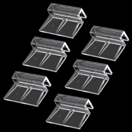 Sliverdew 6 PCS Aquarium Lid Clips, 6mm Clear Acrylic Fish Tank Lid Holder Aquarium Cover Support Clamps for Rimless Aqu