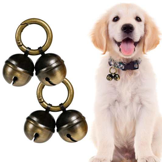 Whimsii Bells for Dog Collars with Easy Clip Clasps, Suitable for Medium to Large Dogs, Extra Loud Pet Tracker, Durable Collar Charms(Bronze & Black, 2 Pack)