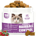 Nutridog Hairball Treats for Cats - Hairball Remedy Chews with Omega 3&6, Psyllium Husk, Zinc & Biotin - Salmon Flavor for Hairball Control, Digestive Health & Skin Support, 100ct
