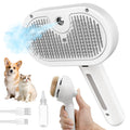 HeroKitty Dog Brush for Shedding, 3 in 1 Self Cleaning Steam Dog Brush - Anti-Static,Cat Steam Brush Removal Comb with Release Button, Grooming Tool for Long and Short Hair Pets, White