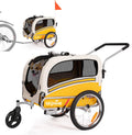 Sepnine 2 in 1 Pet Bicycle Trailer with a 6" Stroller Wheel Suitable for Small and Medium Dogs, Carrier Up to 66/88 LBS, Easy Folding Cart Frame, Quick Release Wheel, Universal Bicycle Coupler