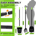 Pooper Scooper Swivel Bin & Rake & Spade Kit with Waste Bags, Max 50" Long Handle Adjustable Portable Non-Breakable for 