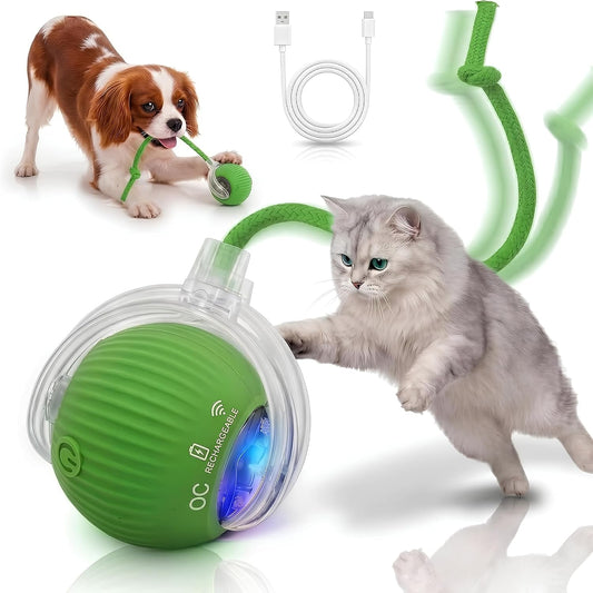 Smart Ball 2.0 - Automatic Cat Toy & Interactive Dog Toys for Small Dogs - Moving Cat Toy Ball for Indoor Cats - Motion Activated, Light Up, USB-C Rechargeable Pet Toy, 2 Speed Modes [Green]