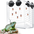 Weysat Reptile Corner Hunting Bowl, Transparent Acrylic Reptile Feeder Box with 4 Suction Cups, Tank and Aquarium Access