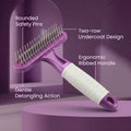 POODLIE Poodle Pet Dog Grooming Rake| Dematting Tool with Stainless Steel Shedding Comb for Pets | 2 Rows of Pins Gently Remove Loose or Tangled Hair from Undercoat | Purple Handle