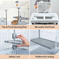 Deluxe Rabbit Cage, 32" × 21" × 26" Large Space Bunny Cage Foldable Small Animal Cage with Pull Out Tray and Caster Plat